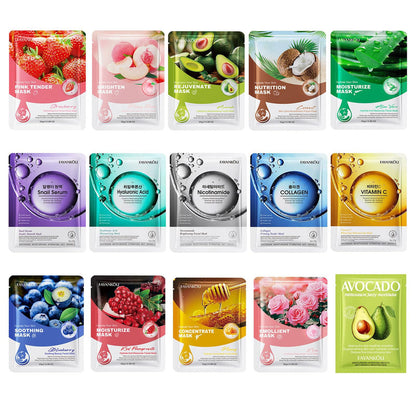 15 PCS Plant & Fruit Mask,Birthday Party Spa Gifts for Teens Girls,Bulk Collagen Face Mask for Women Skin Care,Facial Mask Skincare Gifts Set,Soothe Face Mask for Spa Party,Hydrate and whiten