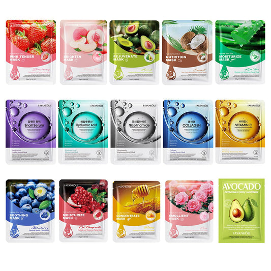 15 PCS Plant & Fruit Mask,Birthday Party Spa Gifts for Teens Girls,Bulk Collagen Face Mask for Women Skin Care,Facial Mask Skincare Gifts Set,Soothe Face Mask for Spa Party,Hydrate and whiten