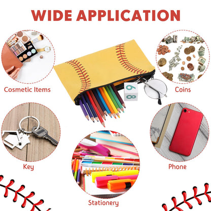 Eccliy 20 Pcs Softball Makeup Bags Bulk Team Gifts Softball Cosmetic Bag Accessories for Women Toiletry Zipper Pouch Travel Canvas Gifts Stuff for Team Players Party