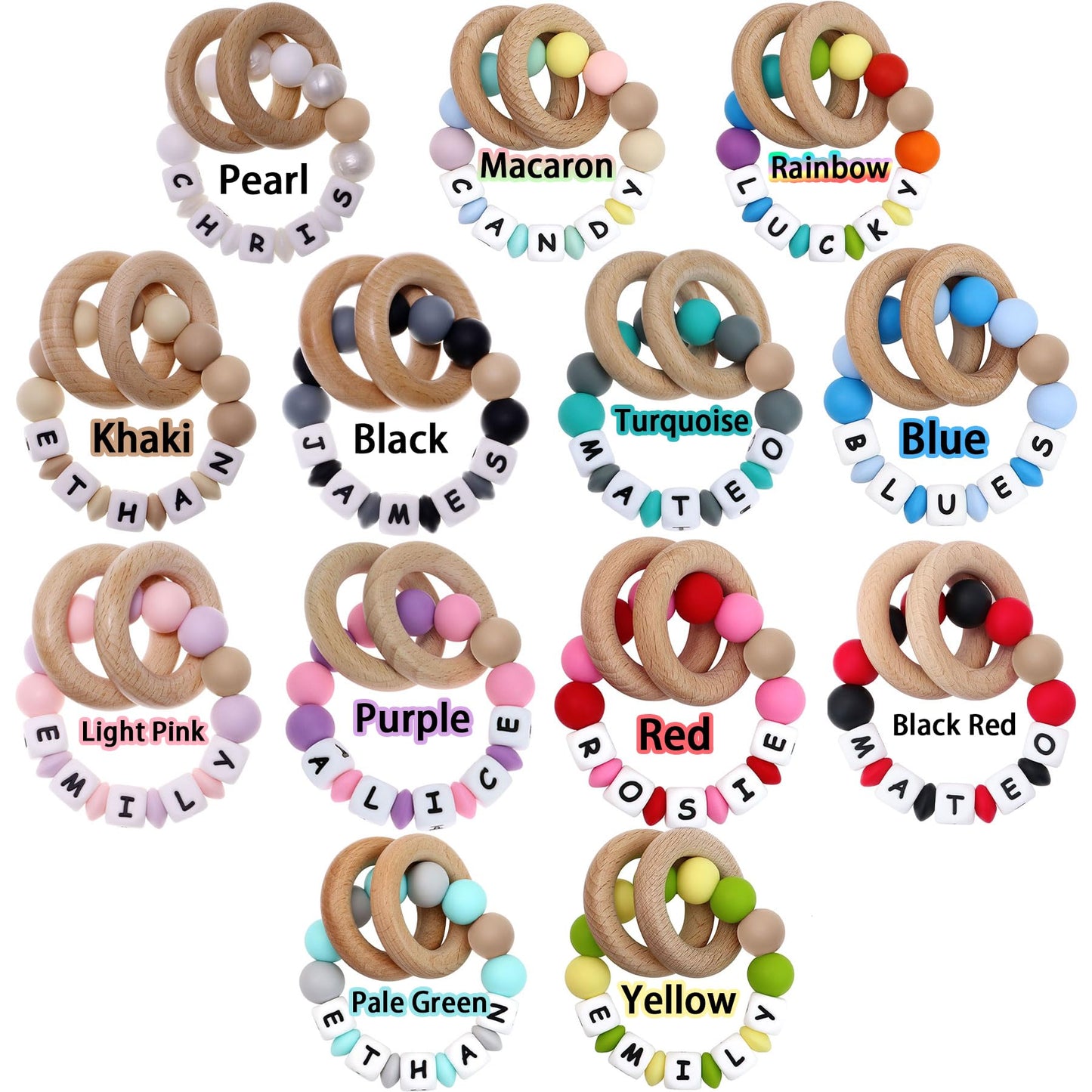 Personalized Names Teether- Custom Silicone Name Teether Ring