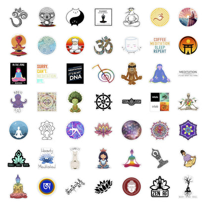 BulbaCraft 00Pcs Meditation Stickers, Zen Stickers for Water Bottle and Laptop - Meditation Party Favors & Decorations, Waterproof Vinyl Decals, Relaxation Stickers, Gifts for Women & Men