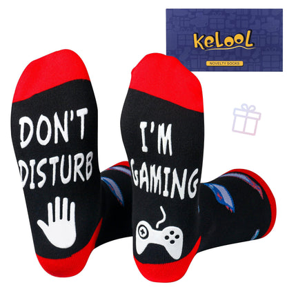 Kelool Fathers Day Socks Gifts for Men Dad Do Not Disturb I'm Gaming Funny Men Sock Gifts From Daughter Wife Son Kids Teen