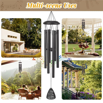 60th Anniversary Wind Chimes Gifts for Men Women,Romantic 60 Year Anniversary for Couples, Wife, Husband, Parents, Friends, 60th Wedding Gifts Idea of Happy Anniversaries Decorations,Black