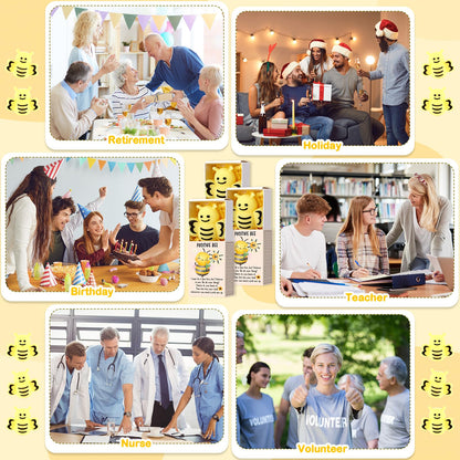 Wettarn 12 Sets Bee Gifts Positive Stress Balls with Support Boxes Bulk Party Favors for Employee Coworker Friends Office Classroom Rewards Cute Inspirational Relief Toys Yellow Desk Decor