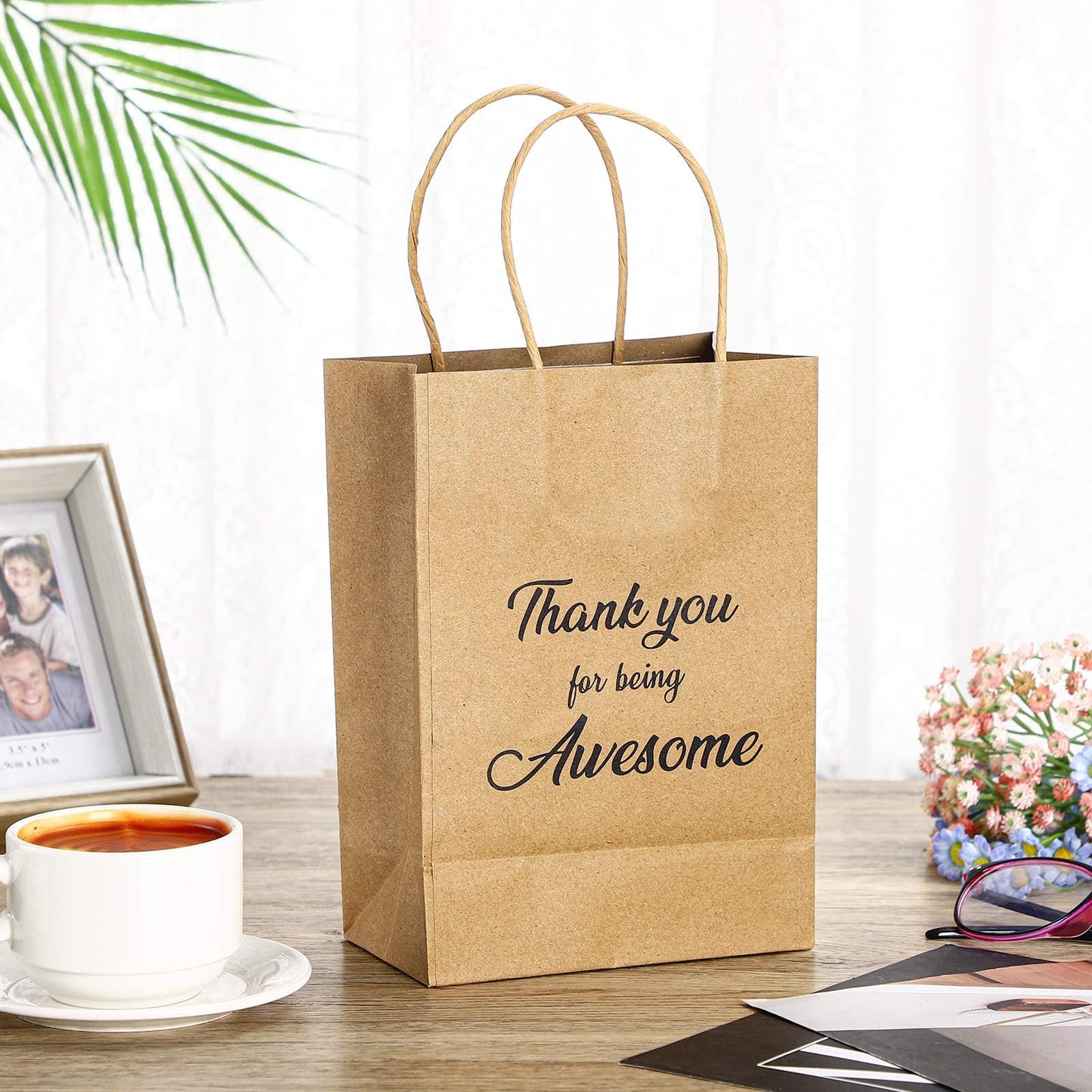 Qilery 18 Pcs Thank You Gift Paper Bags Bulk with Handles for Employee Coworker Colleague Volunteer Teacher Nurse, Appreciation Thank You for Being Awesome Kraft Gift Bags, 5.9 x 3.1 x 8.3 Inches