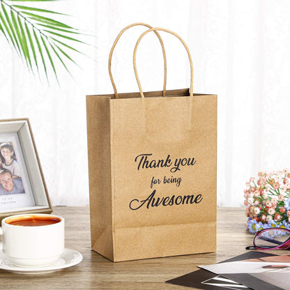 Qilery 18 Pcs Thank You Gift Paper Bags Bulk with Handles for Employee Coworker Colleague Volunteer Teacher Nurse, Appreciation Thank You for Being Awesome Kraft Gift Bags, 5.9 x 3.1 x 8.3 Inches