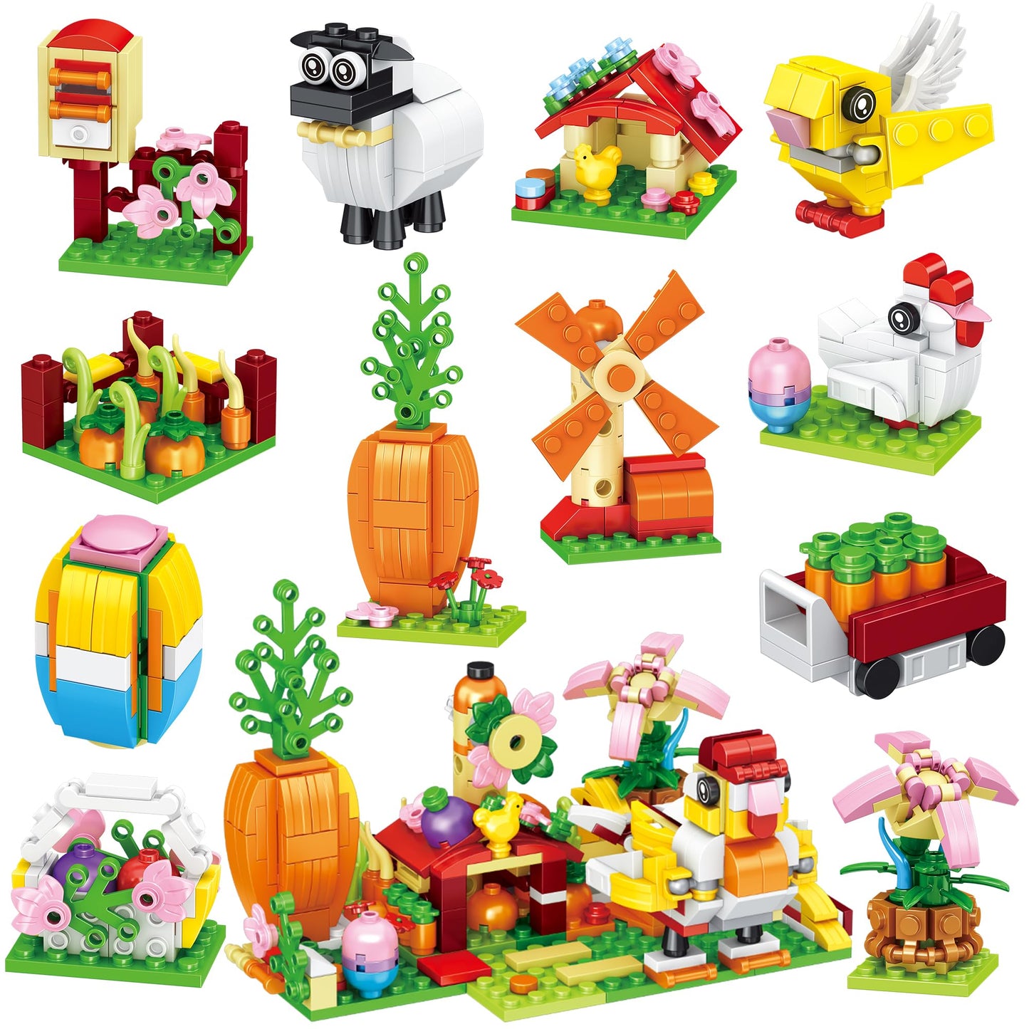 Sawaruita 12-Pack Easter Egg Filler Building Blocks Mini Toys for Kids - Easter Basket Stuffers Gifts for Boys Girls Teens