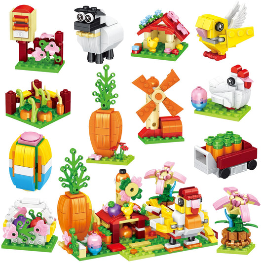 Sawaruita 12-Pack Easter Egg Filler Building Blocks Mini Toys for Kids - Easter Basket Stuffers Gifts for Boys Girls Teens