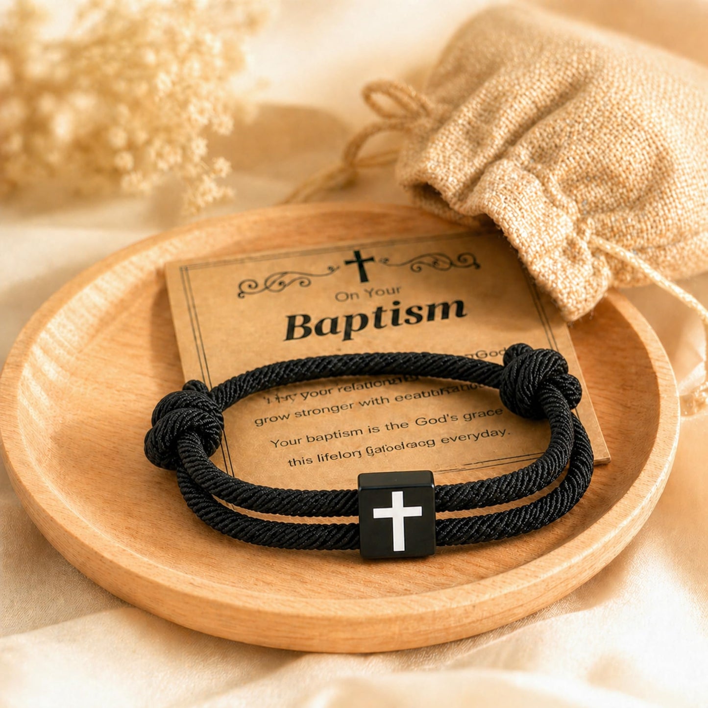 Baptism Gifts for Boys Men, Cross Bracelet for First Communion Confirmation Christening, Christian Religious Gift for Son Grandson Nephew Godson Teen Boys Girls