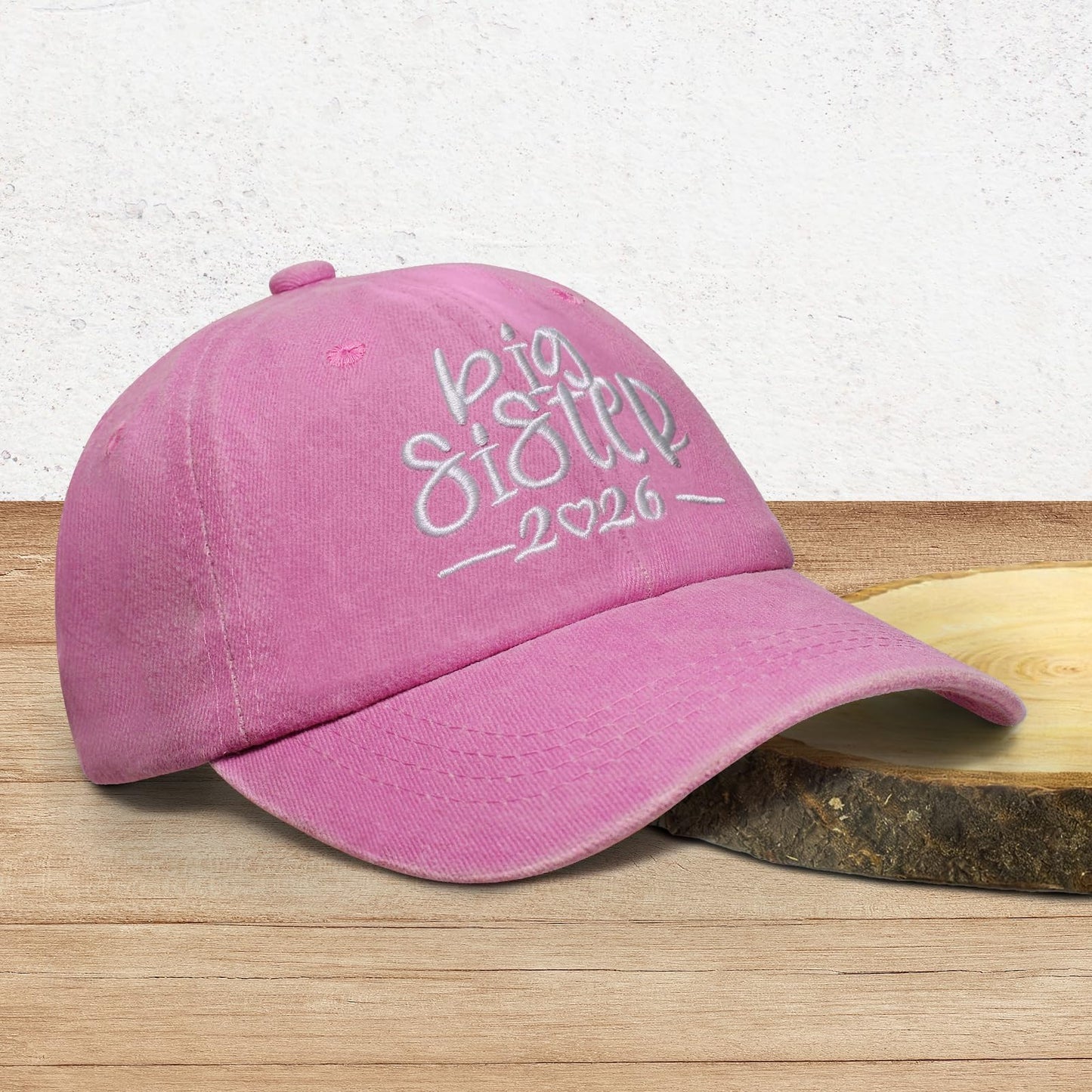 Big Sister Hats 2026 Big Sister Gifts for Girls Adjustable Embroidered Baseball Hats for Girl Washed Pink