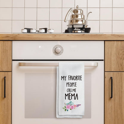 Mema Gifts Kitchen Towels, Gifts for Mema Hand Towels, MemaGrandma Christmas Dish Towels TeaTowels for Kitchen, MemaGrandmaGifts from Grandkids, 16x24inch