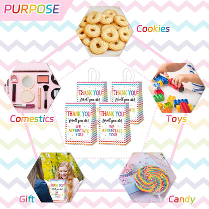 CHUNNIN 12 Pcs We Appreciate You Paper Gift Bags Thank You for All You Do Goodie Bag Be Thankful to Teacher Doctor Staff Treat Bag Decoration for Thank You Party Favors Supplies 8.26 x 4.7 x 3.14inch