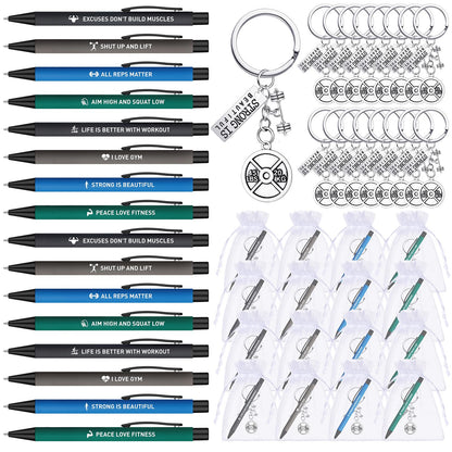 Yexiya 16 Sets Fitness Gift for Women Men Including Funny Sport Pens and Workout Gym Keychains Fitness Lovers Personal Trainer Gifts for Christmas Birthday