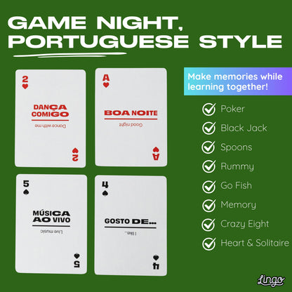 Portuguese Lingo Playing Cards | Travel Flashcards | Learn Portuguese Vocabulary in A Fun & Easy Way | 52 Essential Translations