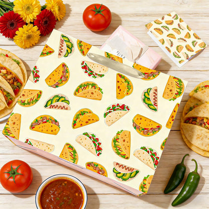 Peconal Taco Gift Bag Taco Mexican Fiesta Gift Wrapping Paper Bag with Handle Greeting Card Tissue Paper Mexican Food Party Favors Bag for Boys Girls Birthday Taco Tuesday Party Supplies Decorations