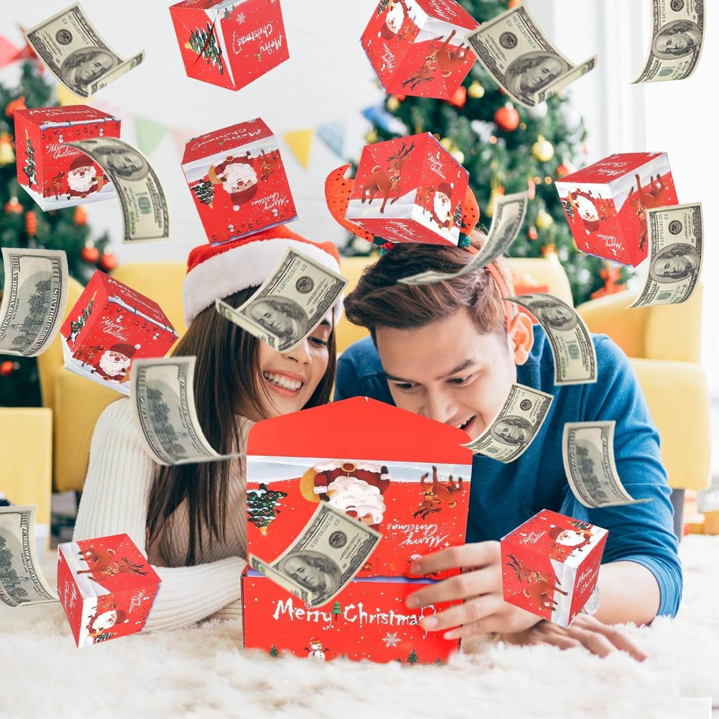 Surprise Gift Boxes for Money(18 Bounces), 2025 Newly Folding Pop-Up Explosion Box for Christmas Birthday Anniversary Valentine (Red)