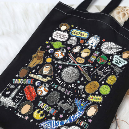 G2TUP Heroes of Galaxy Tote Bag Helmets Inspired Gift Death Star Shoulder Bag Sciences Fiction Merch