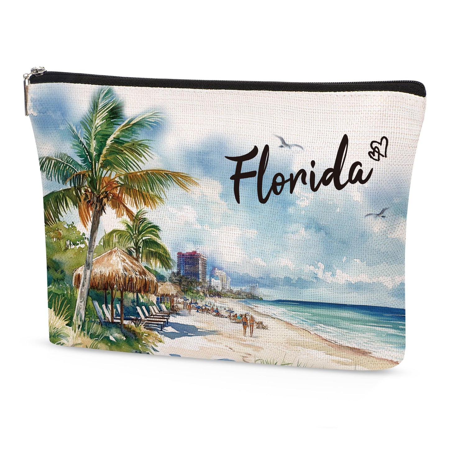 Florida Makeup Bags Gifts for Women, Florida Souvenirs Themed Gifts Cosmetic Bag, City Travel Gifts for Girls Besties Best Friend Bff Sister Daughter