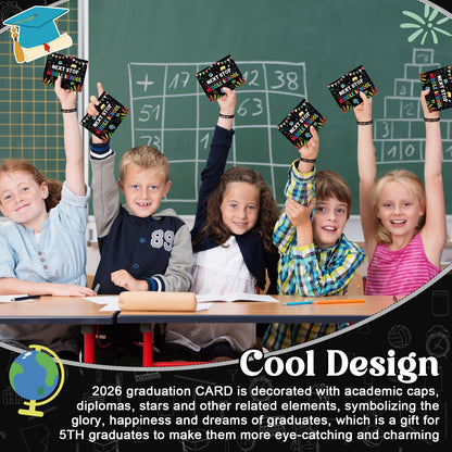 Cinnvoice 5th Grade Gifts for 2026 Graduation Include Grade Graduation Silicone Wristbands and Greeting Card with Organza Bags for 5th(24 Sets)