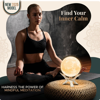 Zen Moon Lamp - Visual Meditation Light for Relaxation and Mindfulness - Guided Breathing Night Light - Spiritual Birthday Gifts for Women, Mom, Best Friend - Unique Decor for Bedroom (5.5 inch)