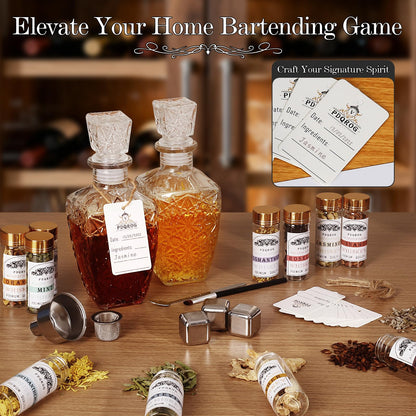 Alcohol Infusion Kit for Infusing Whiskey, Gin, Vodka, Tequila, Rum - DIY Your Own Flavored Spirits with Natural Ingredients - Anniversary, Birthday Gift for Men,Father Day Gifts,Husband