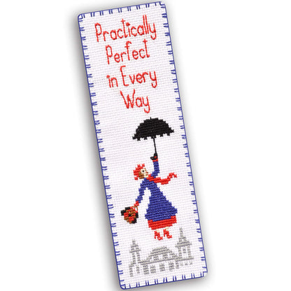 Povitrulya Mary Poppins Cross Stitch Bookmark Kit - DIY Embroidery Gift for Booklovers