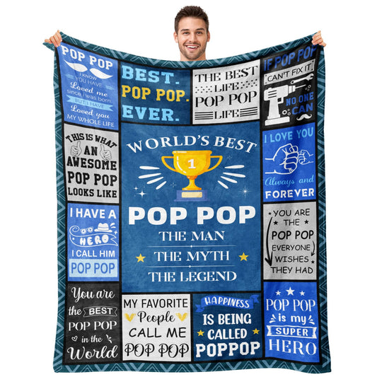 Poppop Fathers Day Birthday Gifts - Pop Pop Gifts from Grandkids Grandchildren Granddaughter - Unique Poppops Christmas Birthday Blanket Gift - Best Poppop Ever Presents Blanket 50"X60"
