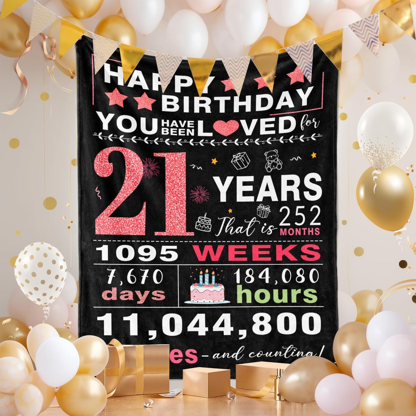 21st Birthday Gifts for Her - Gifts for 21 Year Old Female - 21 Birthday Decorations for Her - Twenty-one YR Bday Gift for Women Female Daughter Niece Sister Girlfriend Ideas Blanket 50"x60"