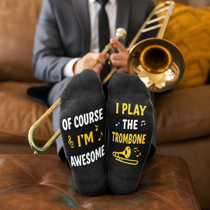 Trombone Gifts - Unique Socks for Men, Cool Gifts for Trombone and Music Lovers, Musicians Accessories