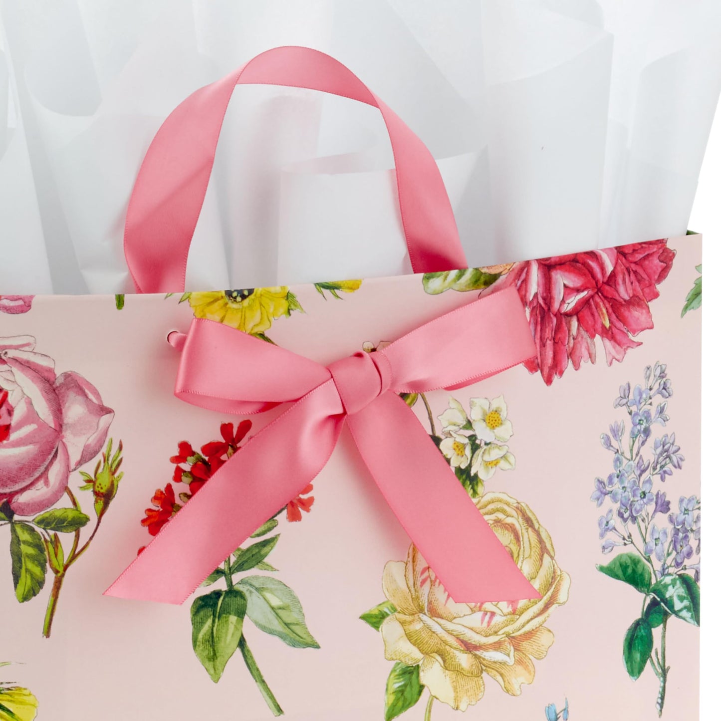 Hallmark 10" Large Mother's Day Gift Bag with Tissue Paper (Vintage Floral with Pink Bow) for Valentine's Day, Easter, Bridal Showers, Graduations, New Moms