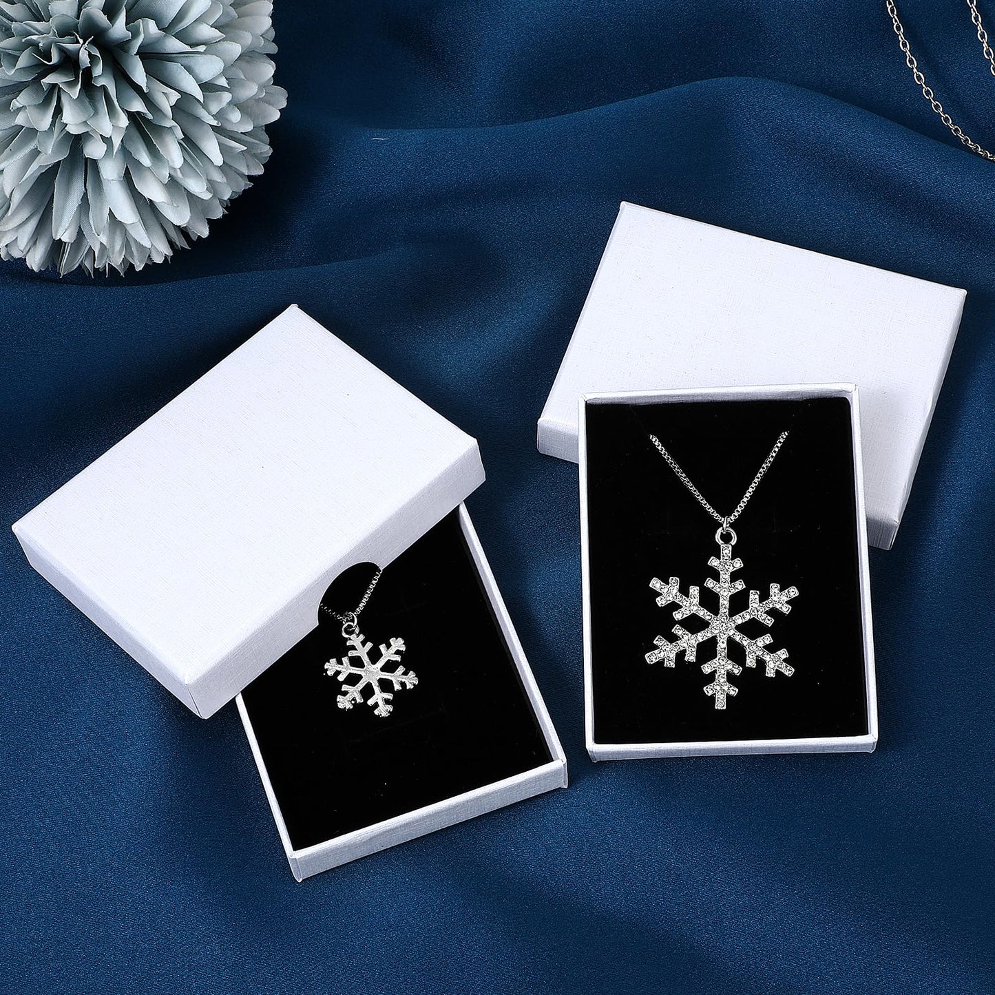 2 Pack Small Jewelry Gift Box, Cardboard Jewellery Box with Lids Pendent Storage Case Necklace Bracelet Earring Cardboard Organizer Square Jewelry Gift Boxes for Necklaces Bracelets Earrings(White)