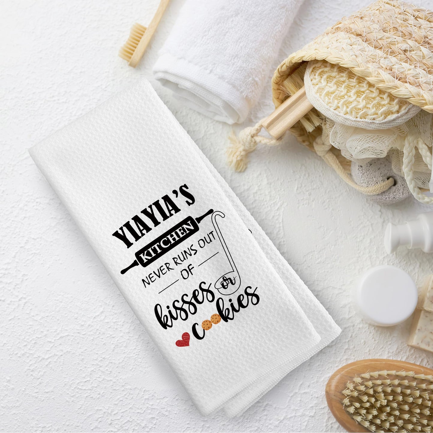Yiayia Gifts Kitchen Towels, Yiayia Gifts from Grandchildren Dish Towel Dishcloth 16x24 Inches, Grandma Gift from Grandchildren Decorative Absorbent Hand Tea Towels Kitchen Decor