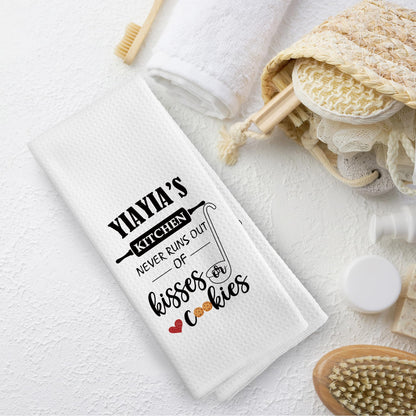 Yiayia Gifts Kitchen Towels, Yiayia Gifts from Grandchildren Dish Towel Dishcloth 16x24 Inches, Grandma Gift from Grandchildren Decorative Absorbent Hand Tea Towels Kitchen Decor