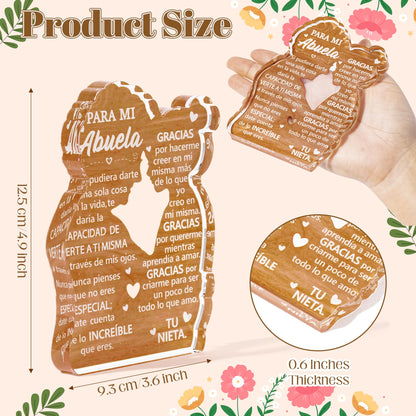 Yopyame Gift for Grandma from Granddaughter - Spanish Abuela Heartwarming Keepsake Grandma Granddaughter Embracing Acrylic Plaque Sign Best Grandmother Ever Gift Regalos para Abuela Birthday Gifts