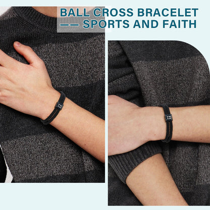 Baseball/Basketball/Football/Soccer/Hockey Bracelet for Teen Boys Men Cross Bracelet Gifts for Players Team Lovers Son Grandson Brother Nephew Friend Valentines Day Easter Basket Stuffers Gifts