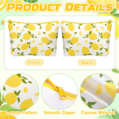 Tallew 9 Pcs Lemon Makeup Bags for Women Lemon Themed Gifts Cosmetic Bag Purse Summer Travel Organizer Zipper Pouch Survival Kit for Women Sister Friend Fruit Lover Birthday Gifts