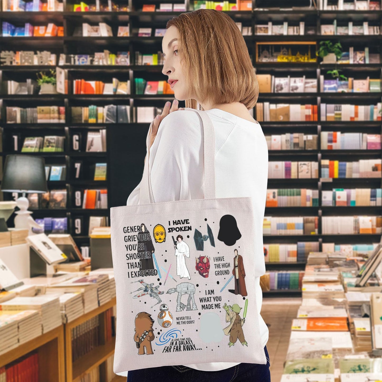 WZMPA Star Movie Tote Bag Helmets Inspired Gift Clone Wars Reusable Grocery Bag Cartoon Movie Lover Merchandise