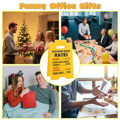 Funny Answer Desk Rates Sign, Team Office Gag Gifts Office Desk Sign Cubicle Decor Cool Work Accessories for Coworker Teammate Employee Boss Manager Supervisor White Elephant Gifts