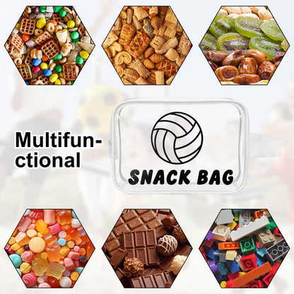 Goroovr 12 Pcs volleyball Snack Bags with Handles Zipper Reusable Sealed Stand-Up Goody Bags Clear PVC Waterproof volleyball party favors for Team Practice/Game Day, Gifts for volleyball Lovers, Players