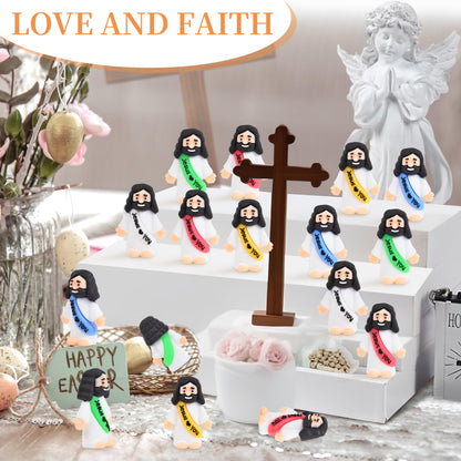 nedeqi 100 PCS Little Jesus Figures, Mini Jesus Figurines in Bulk, Tiny Pocket Rubber Jesus Love You Figure for Religious Party Favors, Sunday School, Baptism Gift, Easter Egg Stuffers (100)