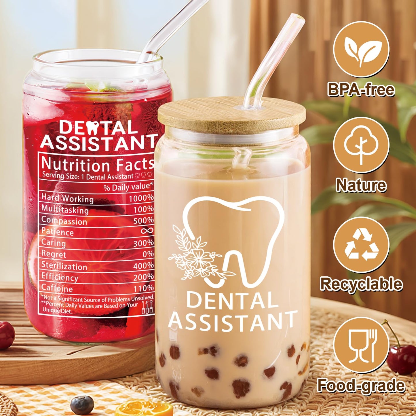 Dental Assistant Gifts for Women,Dental Assistant Appreciation Gifts,Dental Assistants Recognition Week Gifts,Dental Assistant Must Have Gift,Coffee Glass Cup 16oz