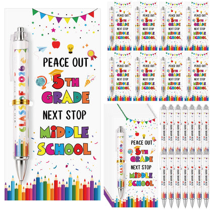 Sayglossy 24 Set 5th Grade Graduation Gifts Bulk Class of 2026 Ballpoint Pens with Inspirational Greeting Cards Fifth Grade Graduation Party Favors for Students (White)