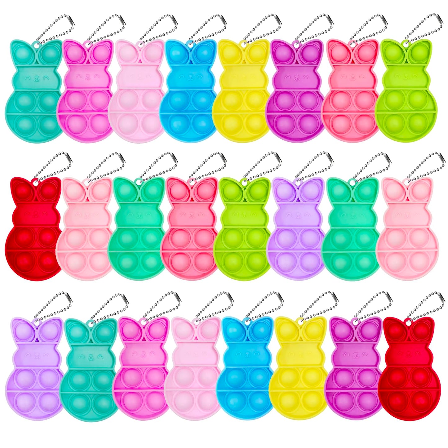 24 PCS Prefilled Easter Eggs with Bunny Pop Bubble Fidget Keychains Toy Inside for Kids Boys Girls Easter Basket Stuffers Party Favors Easter Egg Fillers Hunt