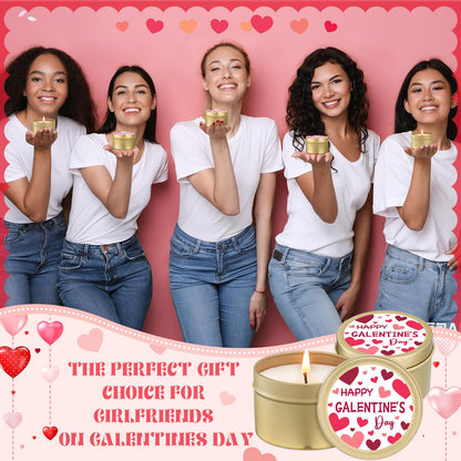 Lounsweer 6 Pcs Happy Galentine's Day Theme Candles Gift for Women Best Friend Valentines Day Burning Aromatherapy Candles Romantic Gifts for Girlfriend Wife Friendship Sisters Party Favors
