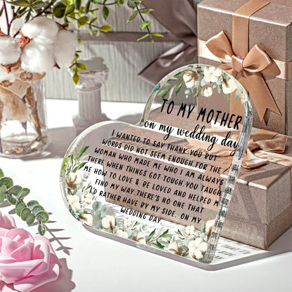 Chunful Acrylic Heart Keepsake Wedding Gift from Daughter, Gifts for Mother of the Bride - Decorative Heart(Eucalyptus Cotton)