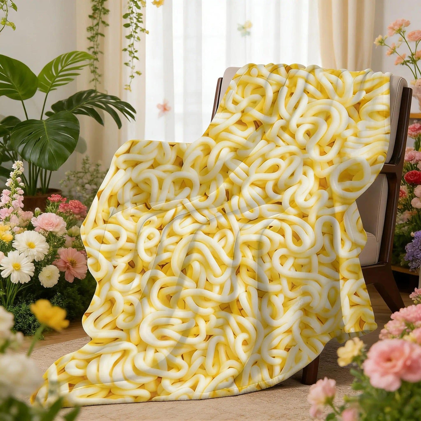 Ramen Noodles Blanket Realistic Food Blanket, Funny Birthday Gifts for Kids, Funny Throw Blanket for Couch Sofa Bed, Food Ramen Gifts 60" X 50"