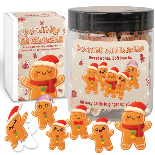 Positive Gingerbread Jar – 60 Funny Emotional Support Gingerbread, Funny Gifts for Teens, Women, Men, Coworkers, Teachers, Sisters, Friends – Christmas Stocking Stuffer for Teen Girls, Boys