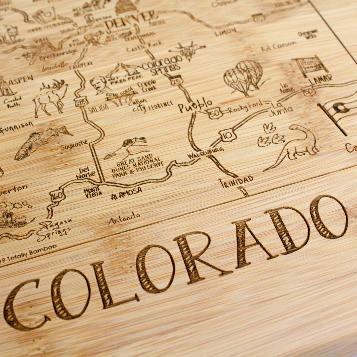 Totally Bamboo A Slice of Life Colorado State Serving and Cutting Board, 11" x 8.75"