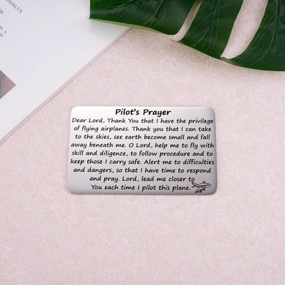 Aesnefe Pilot’s Prayer Wallet Card for Pilot Boyfriend, Aviation Gifts for Pilot Graduation, Future Pilot Gift for New Pilot, Pilot Birthday Jewelry for Him Dad