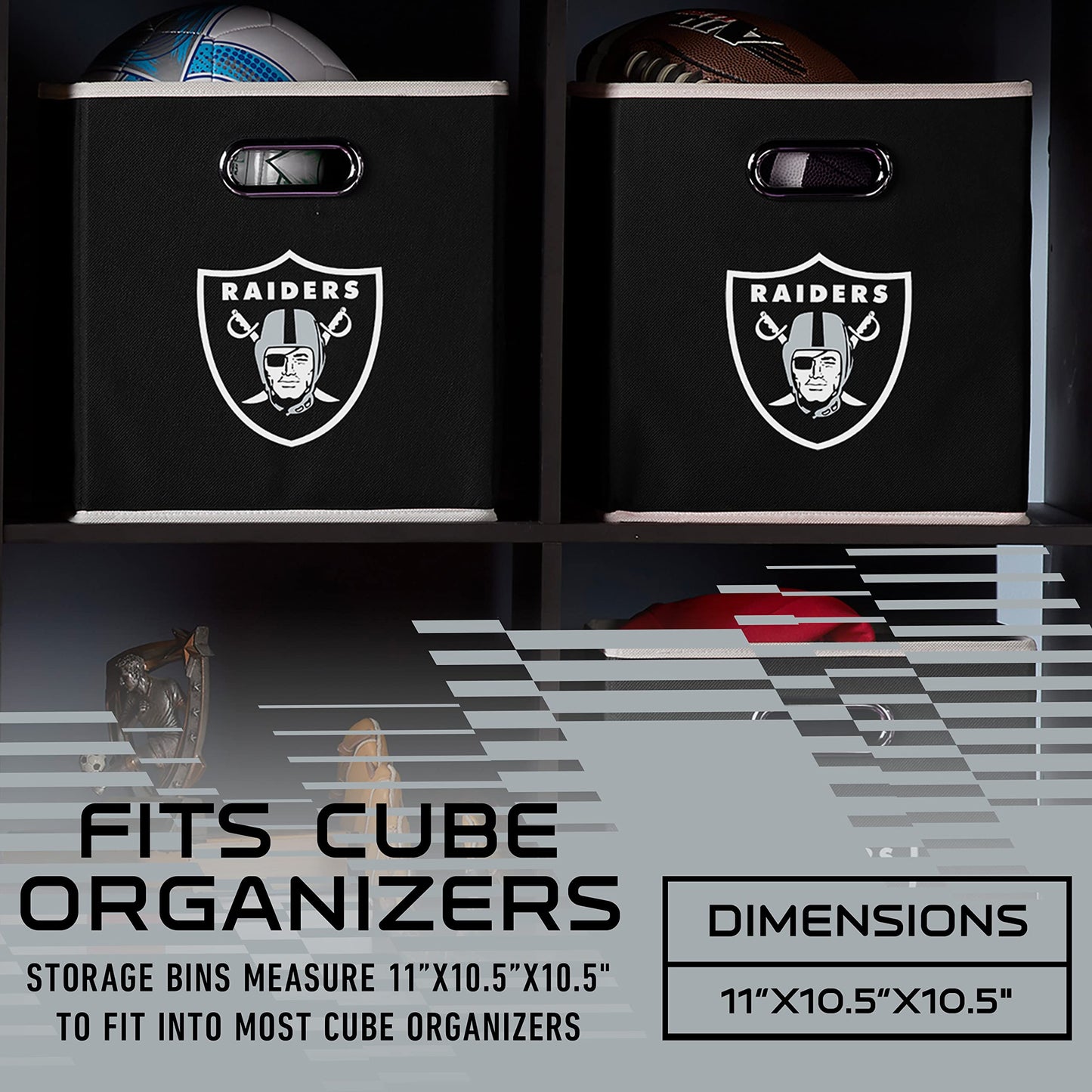 Franklin Sports NFL Storage Bins - Collapsible Cube Container + Basket - NFL Office, Bedroom + Living Room - 11"x11"